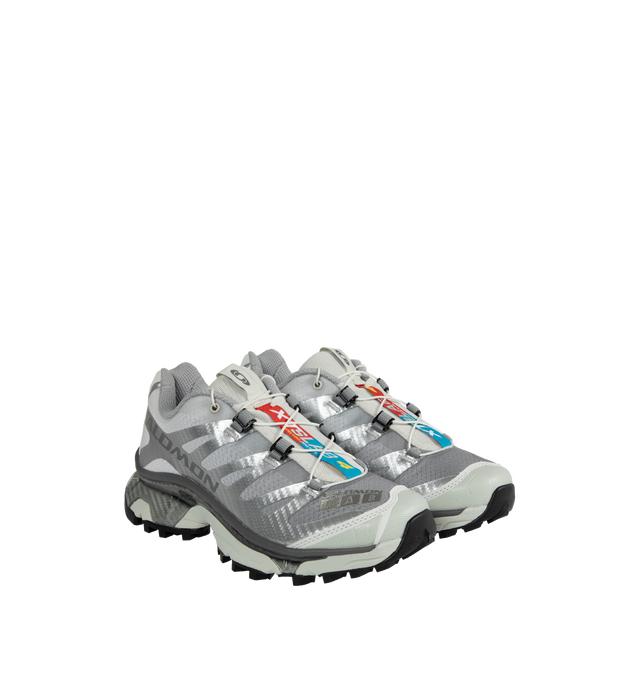 Image 2 of 5 - SILVER - SALOMON XT-4 OG Sneakers featuring toggle fastening at front, an Agile Chassis Skeleton, EnergyCell midsoles and All Terrain Contagrip soles. 