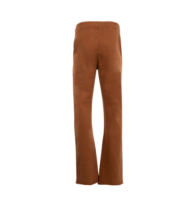 Image 3 of 6 - BROWN - Gallery Dept. flared fleece cotton sweatpants with denim accents. Featuring a bold FRENCH logotype, elastic waistband, inner drawstring, and side pockets. Made in in Los Angeles, CA. Material: 100% Cotton. 