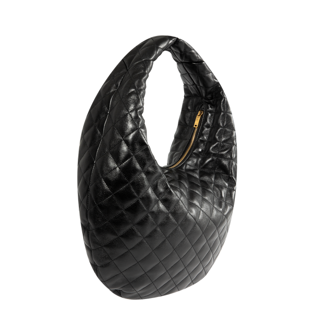 Image 2 of 3 - BLACK - SAINT LAURENT Icare Hobo Bag in quilted nappa featuring diamond-quilted topstitching, leather lining, bronze-tone hardware and zip closure. 18.5" x 11.8" x 0.8/4.7". Lambskin leather. Made in Italy. 