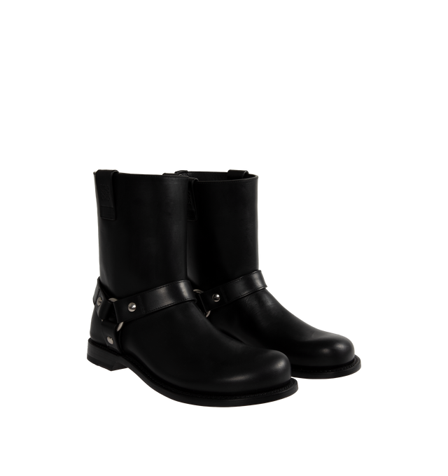 Image 2 of 4 - BLACK - LOEWE Campo Biker Boot featuring hardware details and LOEWE Anagram embossed loops on the side for an easy step-in, 30mm heel height and Goodyear construction with leather outsole. 100% leather.  