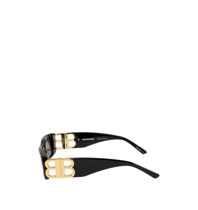 Image 2 of 3 - BLACK - BALENCIAGA Dynasty Rectangle Sunglasses featuring full acetate frame and temples, rectangle shape, standard fit, hidden hinges within the BB logo, lasered logo on the right lens and lens category 3. 100% UVA/UVB protection. Made in Italy. 