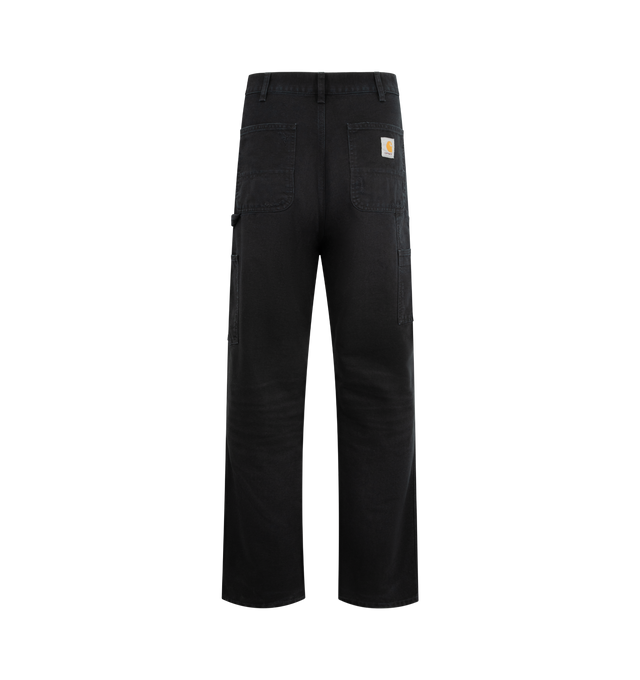 Image 2 of 3 - BLACK - CARHARTT WIP Single Knee Pant featuring relaxed straight fit, mid-rise, triple stitched, bartack stitching at vital stress points, tool pockets and hammer loop, square label and zip fly. 100% organic cotton 'Dearborn' Canvas, 12 oz. 