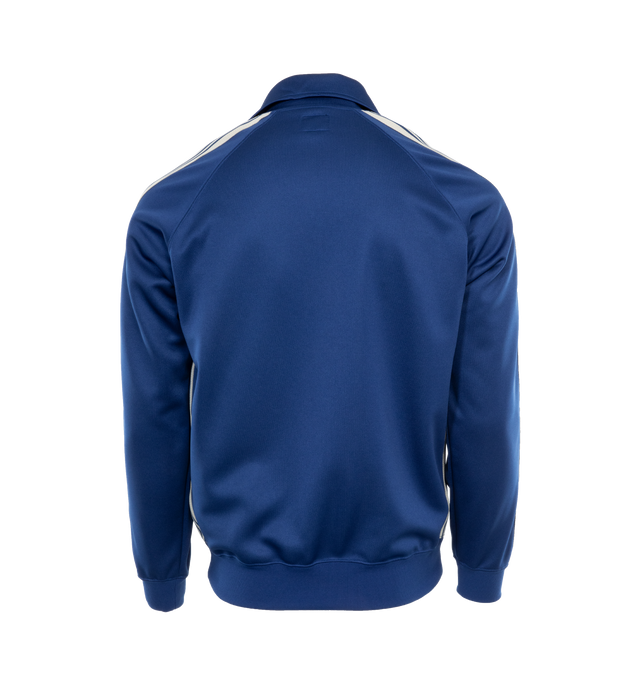 Image 2 of 3 - BLUE - NEEDLES Track Jacket featuring two-way zip fastening, embroidered with the label's butterfly emblem at the chest, this jacket is cut from tech-jersey and trimmed with striped webbing down the sleeves. 100% polyester. 