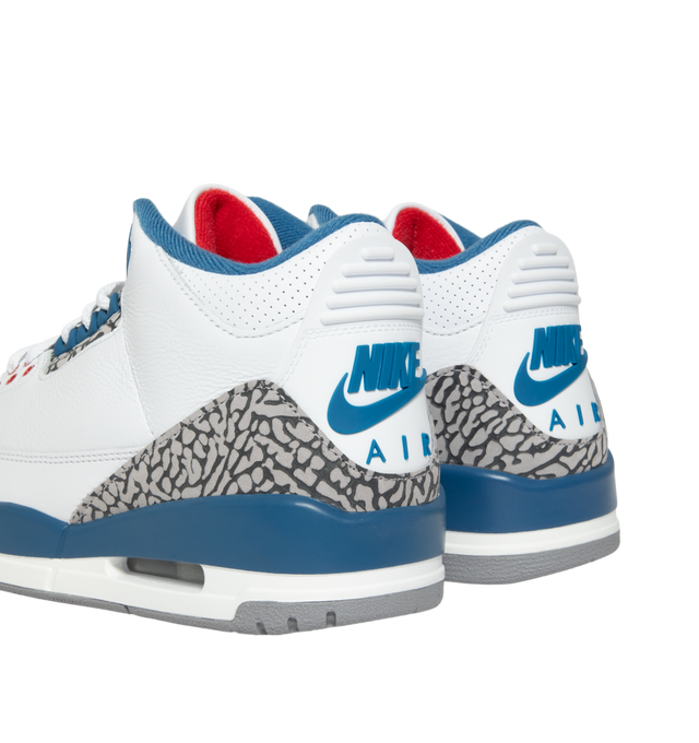 Image 3 of 5 - MULTI - Men's Air Jordan 3 Retro Sneakers feature a genuine and synthetic leather upper with signature Elephant Print overlays and a mid-top silhouette for a timeless heritage look. These lifestyle sneakers combine encapsulated Air-Sole cushioning, a polyurethane midsole, and a durable rubber outsole for responsive comfort, lasting support, and reliable traction. Main Material: Genuine and Synthetic Leather. Midsole: Polyurethane with Encapsulated Air-Sole Unit. Sole: Rubber.  