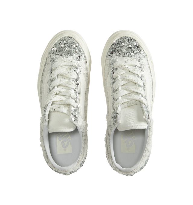 Image 5 of 5 - WHITE - Vans Unisex Premium Old Skool 36 Sneakers are crafted from canvas and feature the iconic low-top silhouette, a lace-up closure, and sequin embellishments. Finished with allover sequin embellishments. Main Material: Canvas Textile. Outsole: Rubber. *Unisex style in men's sizing. 