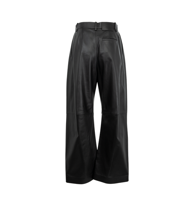 Image 2 of 3 - BLACK - Loewe Women's Barrel Trousers in lightweight soft nappa lambskin featuring a balloon silhouette with darts at the knees. Regular fit, regular length, mid waist, loose leg, concealed zip fly, slash pockets, rear welt pocket, partly lined with  LOEWE embossed leather patch placed at the back. Made in Italy. 