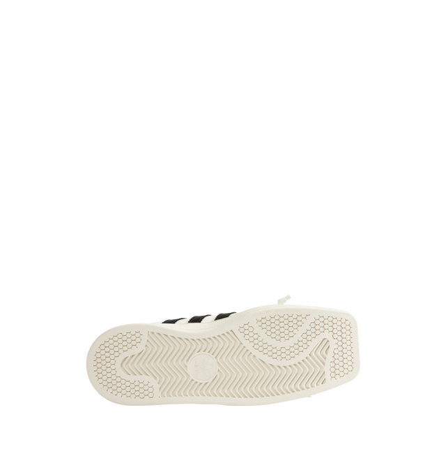 Image 5 of 6 - WHITE - Adidas Women's Jennie Superstar SQ Ballet Shoes are crafted from leather and feature a low-cut silhouette, a squared shell toe, and an elastic closure for easy entry and a secure fit. Finished with a textile sockliner, signature 3-Stripes, Trefoil branding, Jennie co-branding details, and includes optional shoelaces for customization. Main Material: Leather.  