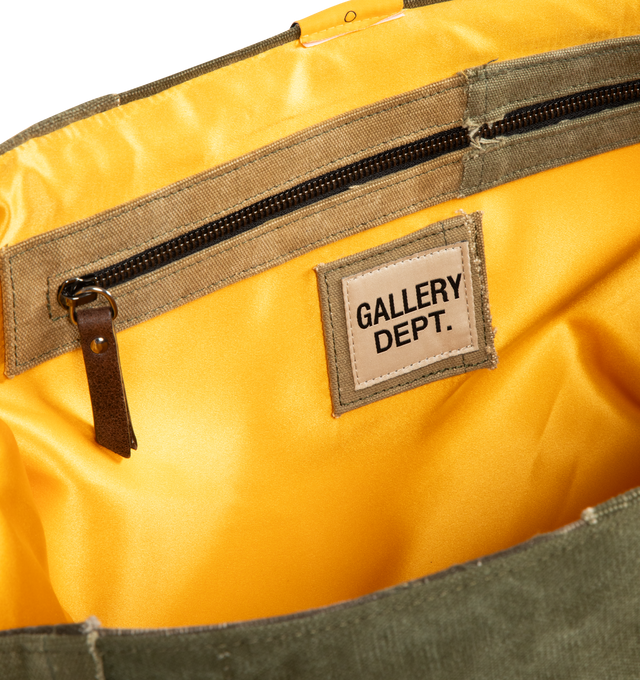 Image 3 of 3 - GREEN - GALLERY DEPT. Merci XL Bag featuring a leather strap, silver G closure and inner zip pocket. Made in USA. 