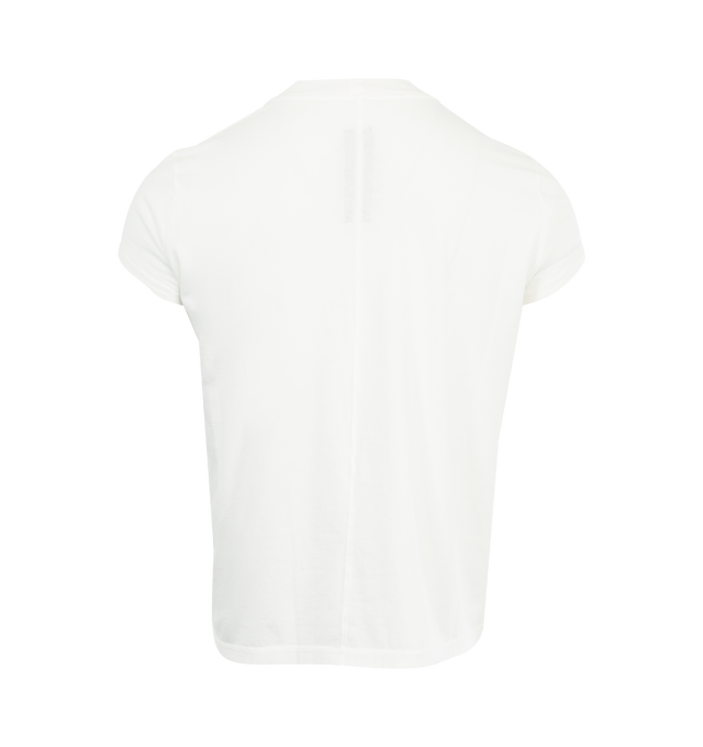 Image 2 of 2 - WHITE - DRKSHDW Small Level T-Shirt featuring rib knit crewneck, saddle shoulders, central seam at back and integrated logo-woven webbing strap at interior. 100% organic cotton. Made in Italy. 