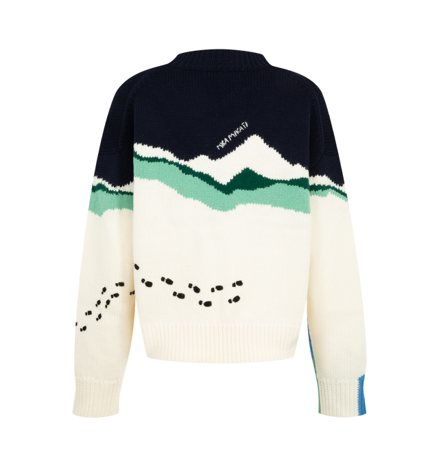 Image 2 of 2 - MULTI - Mira Mikati Women's Snow Scene Intarsia Knit Jumper is crafted from wool and features a winter landscape intarsia knit enhanced with embroidered detailing. Designed with a classic crewneck silhouette, this statement sweater is the perfect apres ski piece to wear this season. Main Material: 100% Wool.  