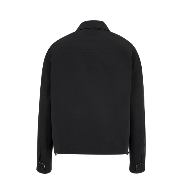 Image 2 of 3 - BLACK - LOEWE Zip-Up Jacket in technical cotton featuring a contrast stripe lining, regular fit, regular length, classic collar, zip front fastening, snap cuffs, elasticated hem with drawstring, inside welt pockets and double L embroidery placed on the chest. Cotton/polyamide. Made in Italy. 