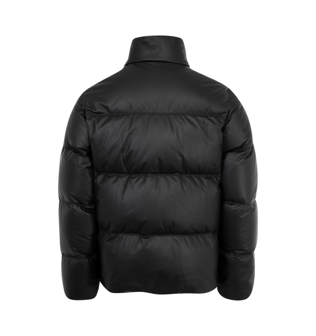 Image 2 of 3 - BLACK - Moncler Ligont Down Jacket is designed in soft nappa leather with a micro soft technique lining, stand collar, 2-way zipper closure, and zipper pockets. Nappa leather. Padding: 90% down, 10% feather. Made in Romania.  