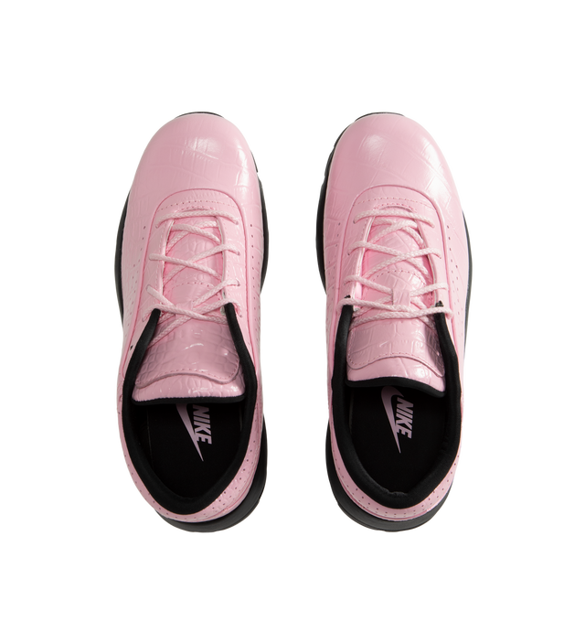 Image 5 of 5 - PINK - Nike Air Max Goadome Low Croc Sneakers are crafted from premium leather upper, a padded collar, perforated accents, debossed branding at the tongue, and an embossed Swoosh at the ankle. Finished with visible Nike Air cushioning and a lugged rubber outsole for enhanced traction, the Air Max Goadome Low blends trail-ready durability with everyday wearability. Main Material: Leather Upper. Cushioning: Nike Air with Visible Air Unit. Outsole: Lugged Rubber.  