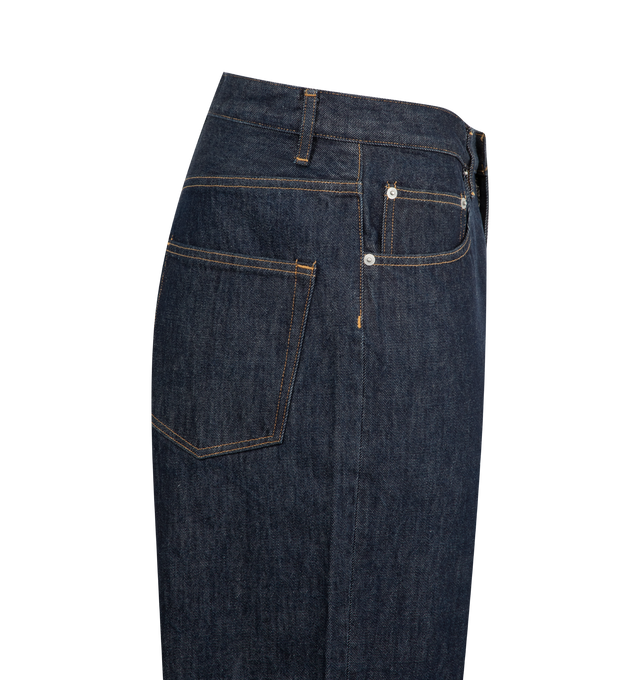 Image 4 of 4 - BLUE - Hard Twist Wide-Leg Jeans featuring five pockets, zip and button fastening, belt loops and relaxed fit. 100% cotton. Made in Japan. 
