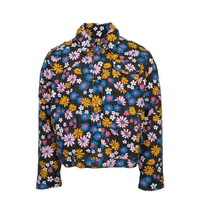MULTI - ERL UNISEX PRINTED PADDED JACKET has a boxy-fit. Jacket features popper fastenings at front, straight-point collar, popper-fastened cuffs, flap pocket at chest, two slip pockets at front and is padded. 100% cotton; filling 100% polyester.