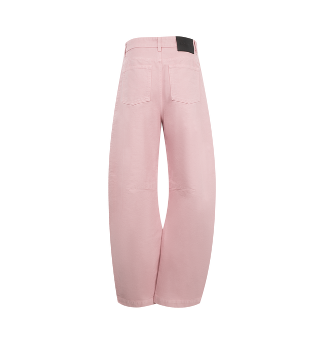 Image 2 of 3 -  PINK - Loewe Women's trousers in medium-weight garment dye cotton twill featuring a balloon silhouette with darts at the knees, regular length, mid waist, loose leg, concealed zip fastening, five pocket style and LOEWE embossed leather patch placed at the back. Made in : Italy. 