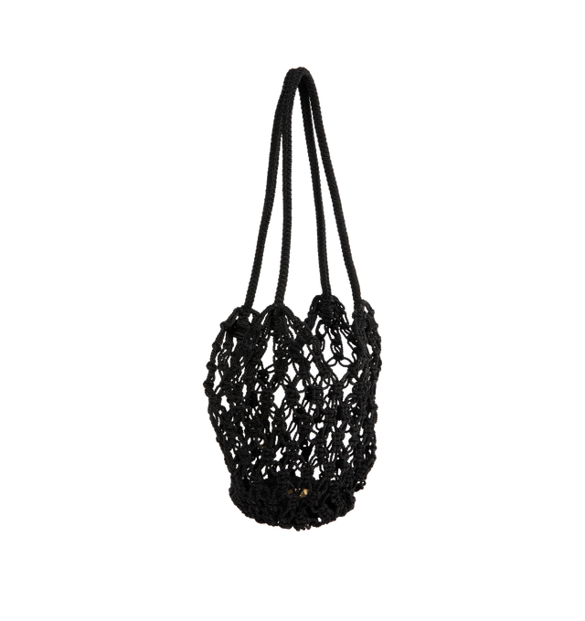 Image 2 of 3 - BLACK - SAINT LAURENT Crochet Hobo Bag featuring a strap for shoulder carry, open weave and bronze-tone hardware. Acetate, acrylic, brass. Made in Italy. 
