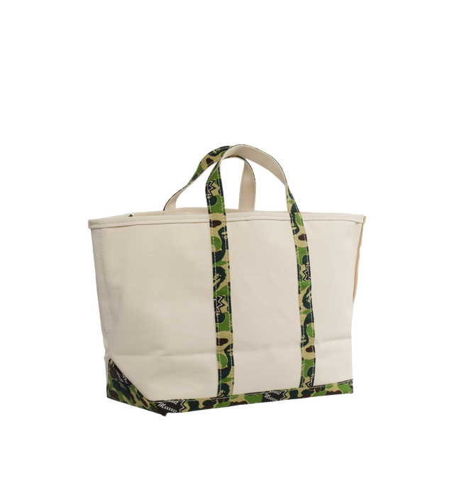 Image 2 of 3 - WHITE - SAINT MICHAEL AP Large Tote Bag featuring camp strap and bottom, canvas tote and open top. 100% cotton. 