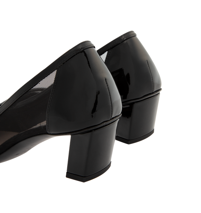 Image 3 of 4 - BLACK - Roger Vivier Patent Buckle Ballerina Pumps are a slip on style with square toes, toanl buckle accents, and nylon mesh. Made in Italy.  