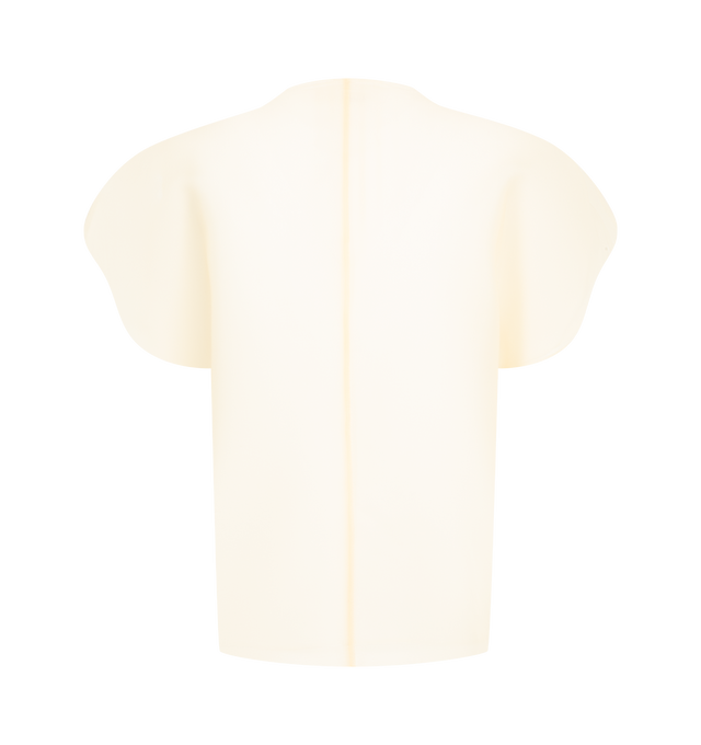Image 2 of 2 - NEUTRAL - Khaite Women's Briar Top is crafted from lightweight silk organza and features a streamlined, sculptural silhouette. Designed with a deeply notched V-neckline, slit rounded sleeves, and a rounded hem, the top balances crisp structure with an airy feel. Main Material: 100% Silk. Made in Italy. 
