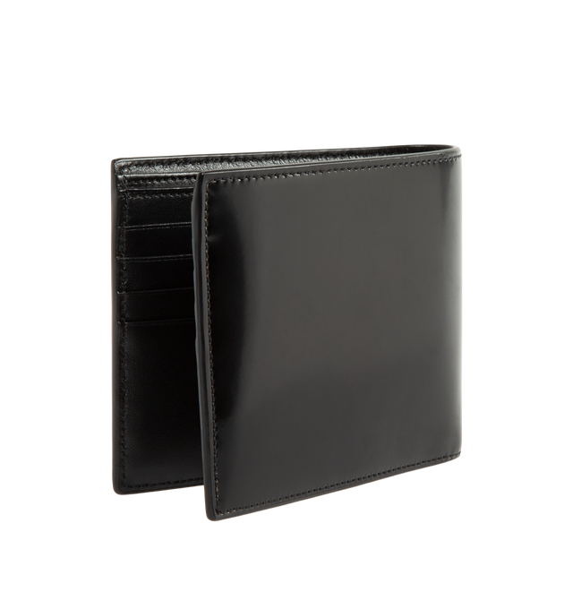 Image 2 of 3 - BLACK - Saint Laurent Men's Cassandre Bifold Wallet is crafted from calfskin leather and features the signature Cassandre logo with matte black metal hardware. Designed in a classic bifold silhouette, the interior includes two bill compartments, eight card slots, and two receipt compartments for everyday organization. Main Material: Calfskin Leather. Hardware: Matte Black Metal. Dimensions: 11.5 x 9.5 x 1.5 cm / 4.5 x 3.7 x 0.6 in. Interior: Two Bill Compartments, Eight Card Slots, Two Receip 