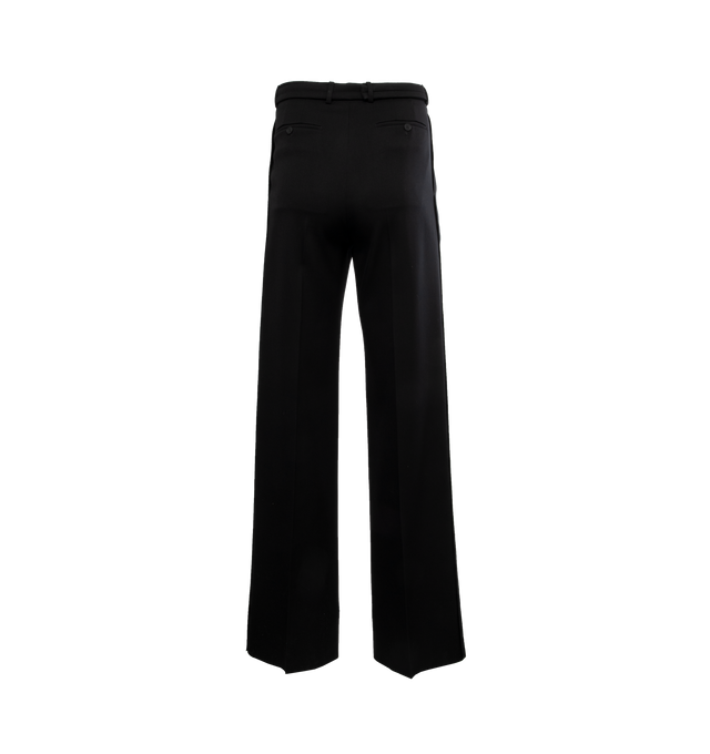 Image 2 of 4 - BLACK - LANVIN LAB X FUTURE Wide Leg Trousers featuring belt loops, removable cinch-belt at waistband, pleats at waistband, four-pocket styling, zip-fly, crease at front legs, unfinished hem, partial plain-woven lining and logo-engraved horn hardware. 100% virgin wool. Lining: 100% viscose. Made in Italy. 
