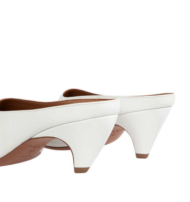 Image 3 of 4 - WHITE - ALAIA Peep-Toe Kitten Mules featuring smooth leather, peep toe, slide style, leather outsole and leather lining. 55MM. 