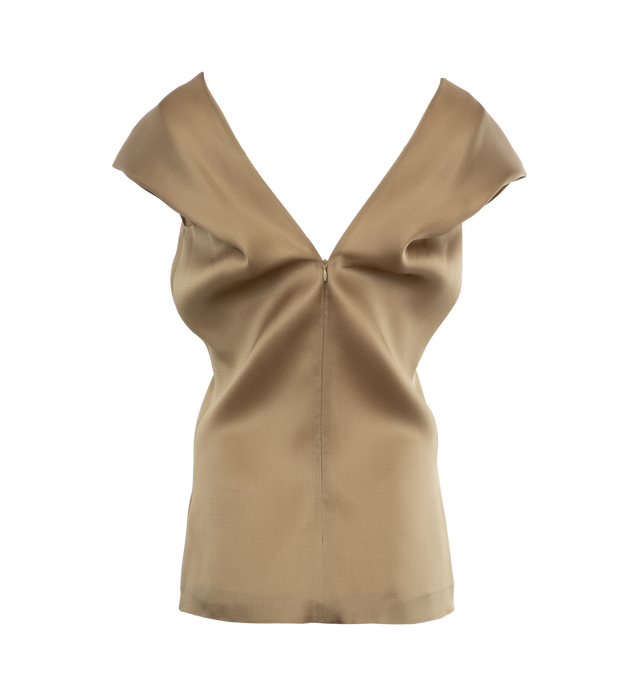 Image 2 of 3 - BROWN - KHAITE Ami Top featuring a fluid, flawlessly executed top that lets the exquisite silk gazar fabric shine. Wear on or off the shoulder. Concealed zipper at back. 100% silk. 