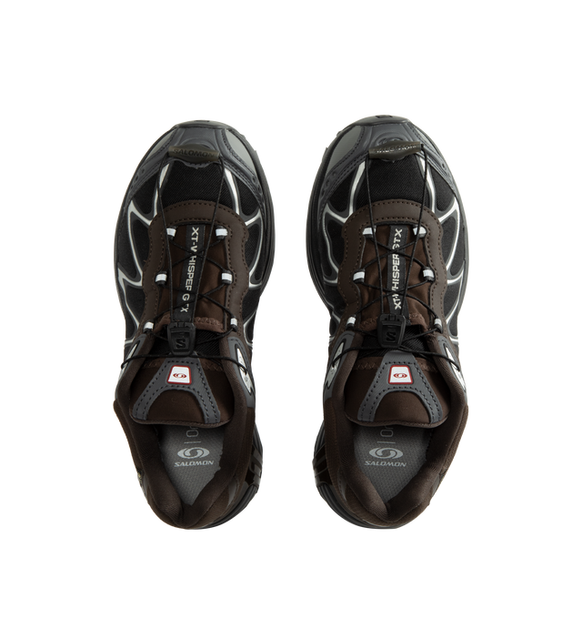 Image 5 of 5 - BROWN - Salomon Unisex XT-Whisper GORE-TEX Sneakers reimagine a trail-inspired icon with a modern performance-driven design. Crafted with a waterproof and breathable GORE-TEX membrane, this versatile style is engineered for all-weather wear while maintaining lightweight comfort and protection.Main Material: Synthetic and Textile Upper. Membrane: GORE-TEX Waterproof Protection. Closure: Quicklace System. Outsole: Contagrip Rubber.*Unisex style in men's sizing. 