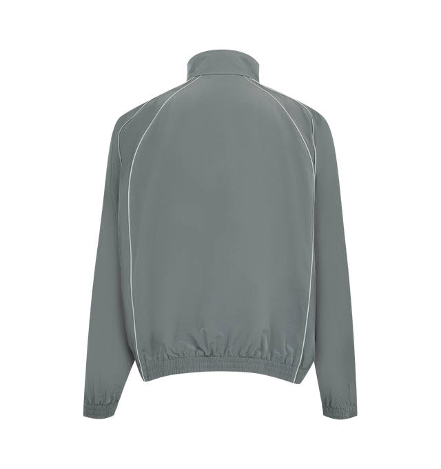 Image 2 of 3 - GREY - BALENCIAGA Bodies Tracksuit Jacket featuring technical cotton poplin, high collar, double-ended zip fastening, reflective piping, 2 front slash pockets, gathered at cuffs and waistline, bodies artwork printed on the chest and reflective effect artwork. 50% cotton, 50% polyamide. Lining: 100% polyester. Made in Italy.  
