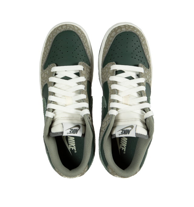 Image 5 of 5 - GREEN - NIKE Dunk Low Retro Premium featuring padded, low-cut collar, aged upper, foam midsole and rubber outsole with classic hoops pivot circle. 