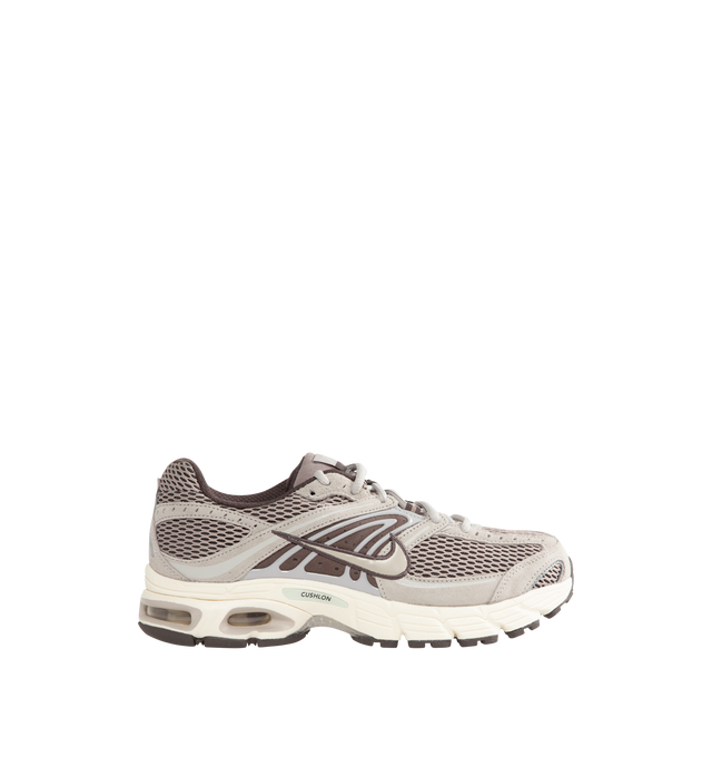 Image 1 of 5 - NEUTRAL - Nike Air Max Moto 2K Men's Sneakers feature a layered upper crafted from synthetic leather and textile with metallic accents for a modern, Y2K-inspired look. These performance-inspired lifestyle sneakers combine Max Air cushioning, a lightweight foam midsole, and a durable rubber outsole for all-day comfort and reliable traction. Main Material: Synthetic Leather and Textile. Midsole: Foam. Sole: Rubber. 