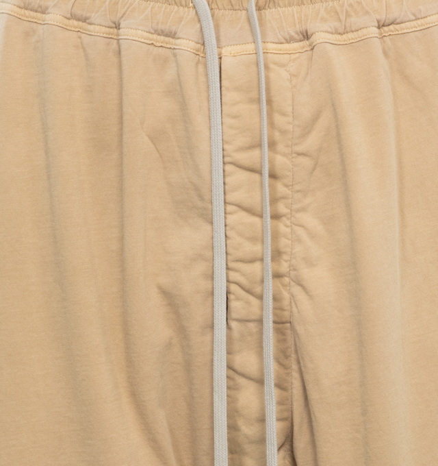 Image 4 of 5 - YELLOW - DRKSHDW Drawstring Shorts featuring mid-rise, elasticated drawstring waistband, concealed front button fastening, drop crotch, two side slit pockets, two rear flap pockets, straight leg, raw-cut hem and below-knee length. 100% cotton. 