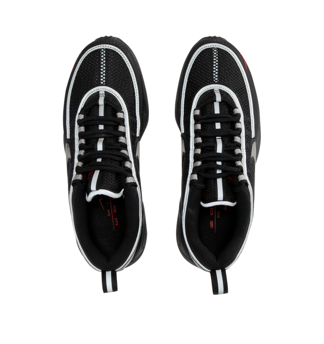 Image 5 of 5 - BLACK - Nike Air Zoom Spiridon lace-up sneakers featuring iconic running silhouette and cushioning, reflective piping, OG mesh and classic Metallic Silver and Black colorway. 