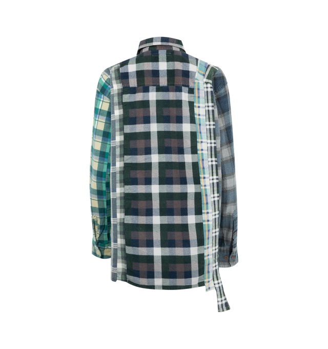 Image 2 of 2 - MULTI - NEEDLES 7 Cuts Flannel Shirt featuring several carefully selected vintage flannel shirts sewn together to create a new and entirely unique piece with no two shirts being the same. 100% cotton. Made in Japan. 