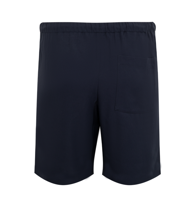 Image 2 of 3 - NAVY - DRIES VAN NOTEN Shorts featuring relaxed silhouette, elastic drawstring waistband, two side pockets and one back pocket. 100% cotton. Made in Bulgaria. 