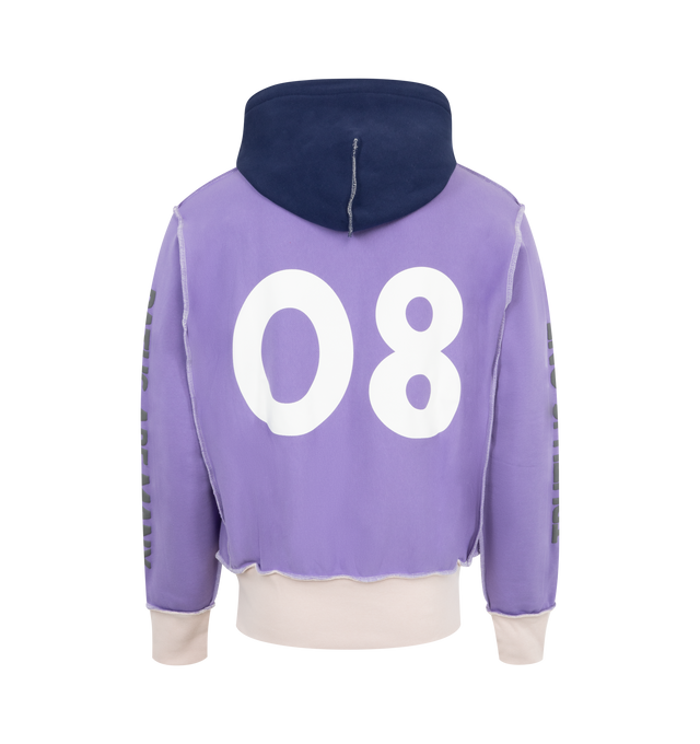 Image 2 of 2 - PURPLE - Advisory Board Crystals #8 Birthstone Hoodie has an attached drawstring hood, August birthstone accents, exposed seam detailing, a kangaroo pocket, and ribbed trims. 73% cotton, 27% polyester. Made in China. 