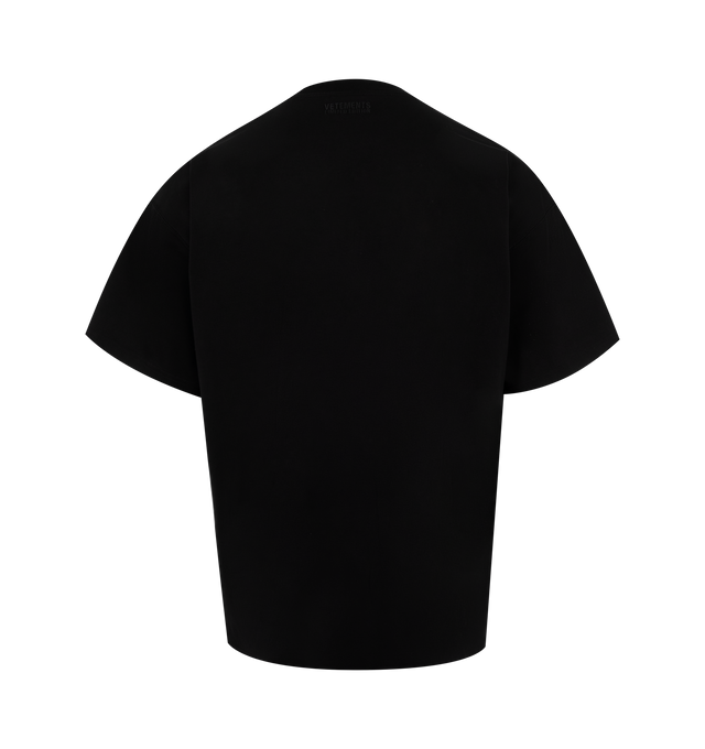 Image 2 of 2 - BLACK - VETEMENTS 'I'm Perfect You Adjust' Regular Cotton jersey T-shirt featring rib-knit crewneck, crystal-cut text at chest, dropped shoulders and logo embroidered at back collar. 100% cotton. Made in Portugal. 