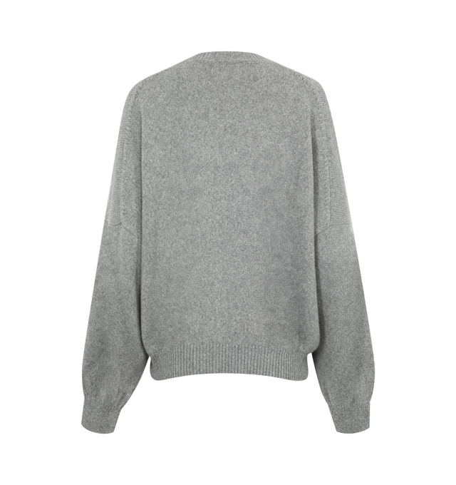 Image 2 of 2 - GREY - Khaite luscious crewneck pullover in densely knit cashmere selected for its fluid quality. Relaxed by dropped shoulder seams. Refined by ribbed trim. Dense cashmere (100% cashmere). 