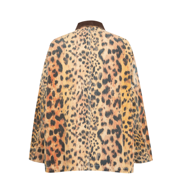 Image 2 of 2 - MULTI - R13 Womens Relaxed Chore Jacket is crafted from Japanese heavy cotton canvas and features a relaxed fit with a blue floral print and paint-splatter detailing. Main Material: 100% Cotton. 