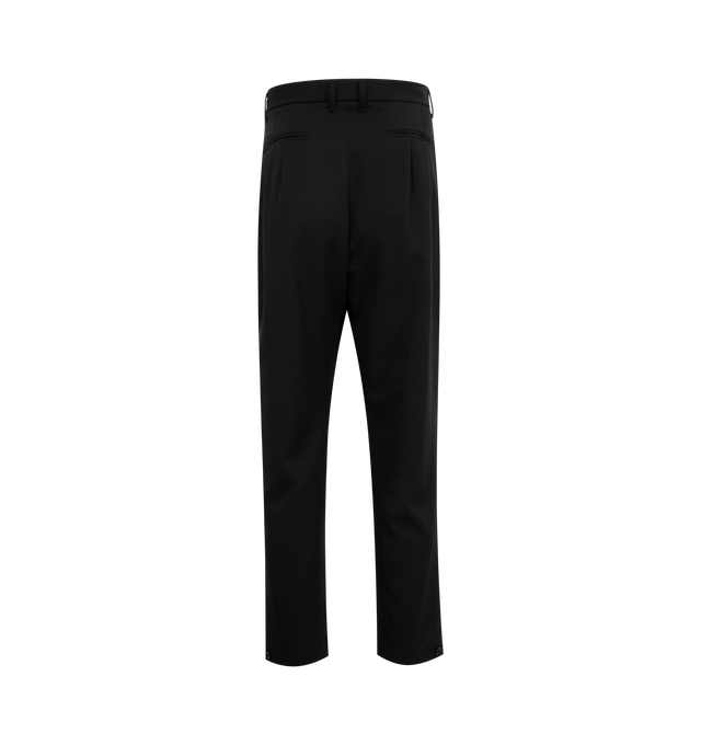 Image 2 of 3 - BLACK - LEMAIRE Drawstring Pleated Pants featuring relaxed fit, double pleats, adjustable hems, buttoned fly, drawstring and belt loops. 54% wool, 46% viscose. Lining: 100% cotton. Made in Romania. 