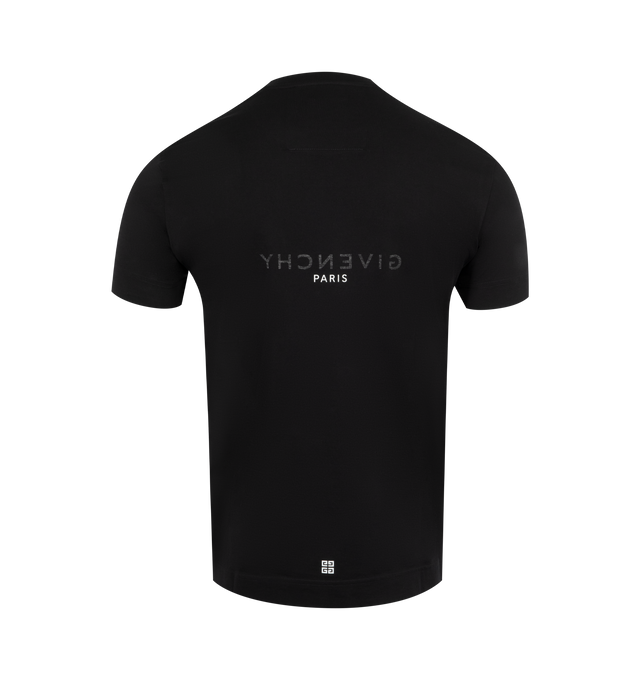 Image 2 of 2 - BLACK - GIVENCHY Reverse Slim Fit T-Shirt featuring short sleeves, crew neck, reverse-effect GIVENCHY Paris signature printed on the front and back, small 4G emblem printed on the lower back and slim fit. 100% cotton. Made in Portugal. 