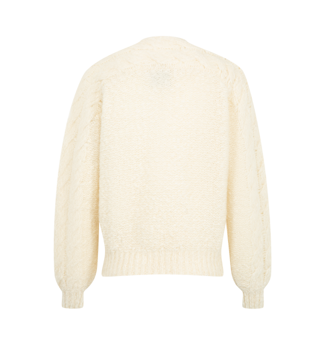 Image 2 of 2 - NEUTRAL - Isabel Marant Womens Ponara Pullover is crafted from brushed virgin wool knit. Features a straight fit, boat neckline, long raglan sleeves, cable-knit detailing at the front and sleeves, and ribbed cuffs and hem. Main Material: 86% Virgin Wool, 14% Polyamide. Made in Italy. 