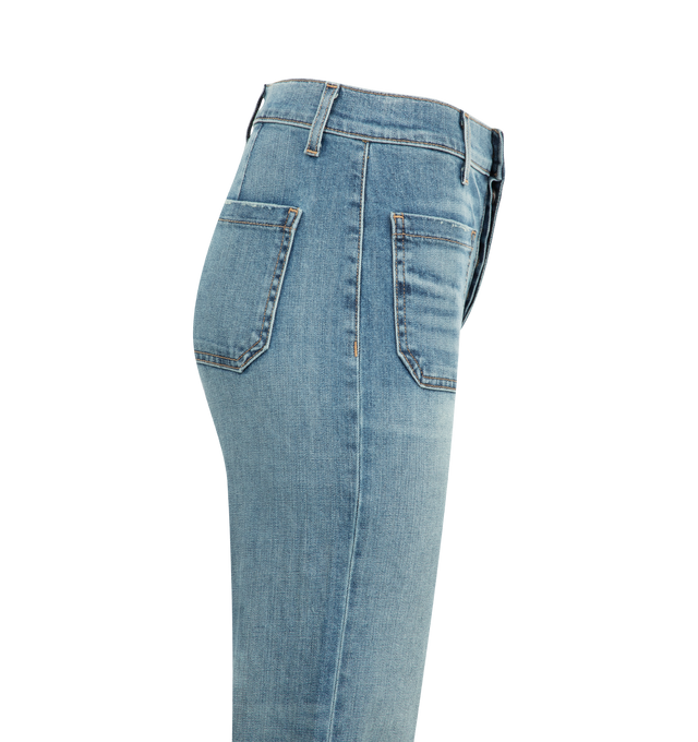 Image 3 of 3 - BLUE - NILI LOTAN Florance Jeans featuring high rise waist, flared legs and front and back pockets. 98% cotton. Made in USA.  