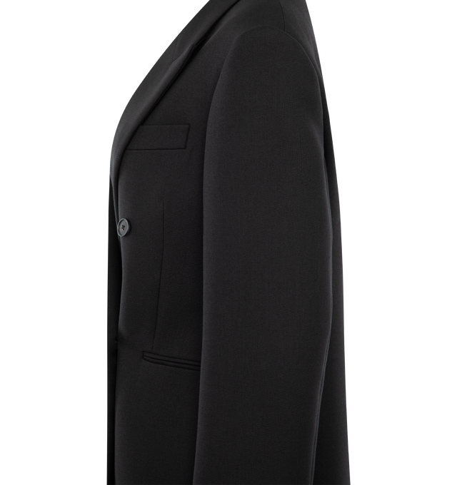 Image 3 of 3 - BLACK - THE ROW Sand Coat featuring double-breasted tailored jacket with peak lapel, front welt pockets, and button closures. Made in Italy. 