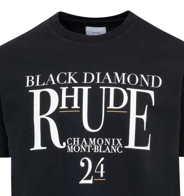 Image 2 of 2 - BLACK - RHUDE Black Diamond Tee featuring crew neck, short sleeves, straight hem and screen print at front. 100% cotton.  