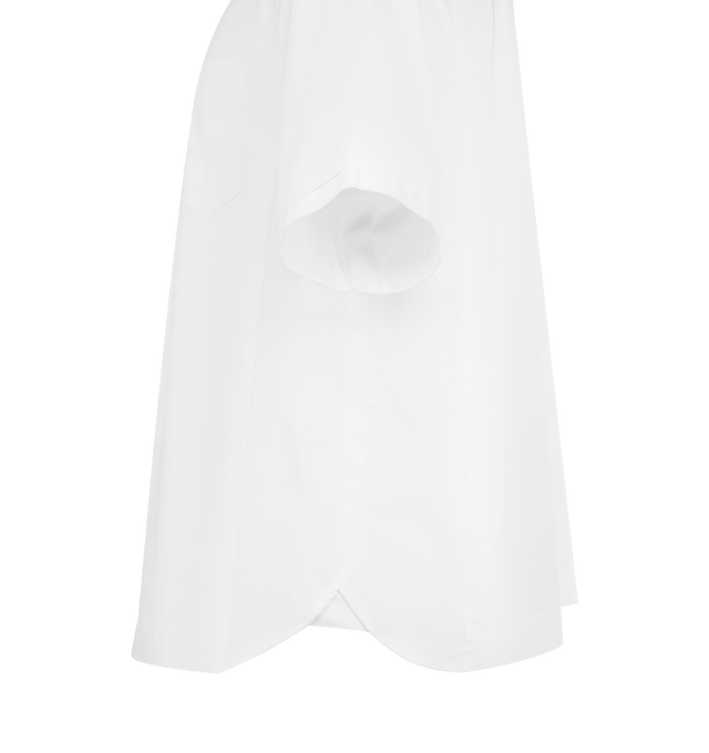 Image 3 of 3 - WHITE - SACAI Poplin Shirt featuring spread collar, short sleeves, button-front closure and paneled sides. Made in Japan. 