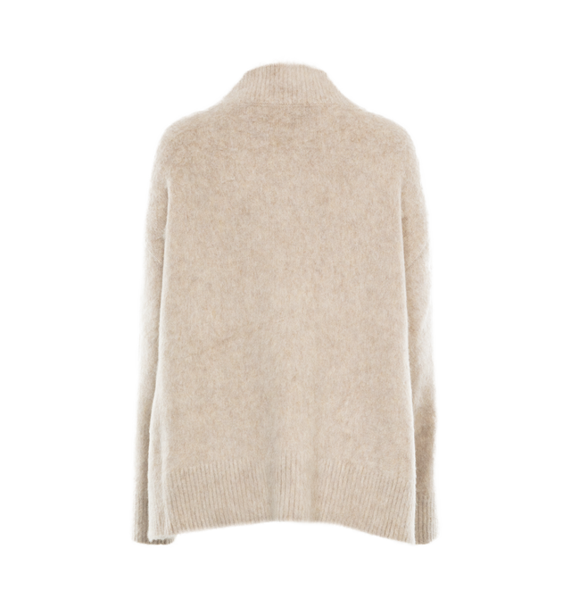 Image 2 of 3 - NEUTRAL - THE ROW Fayette Top featuring oversized fit, v-neck, softly brushed cashmere with dropped shoulder and ribbed neckline, cuffs and hem. 100% cashmere. Made in Italy. 