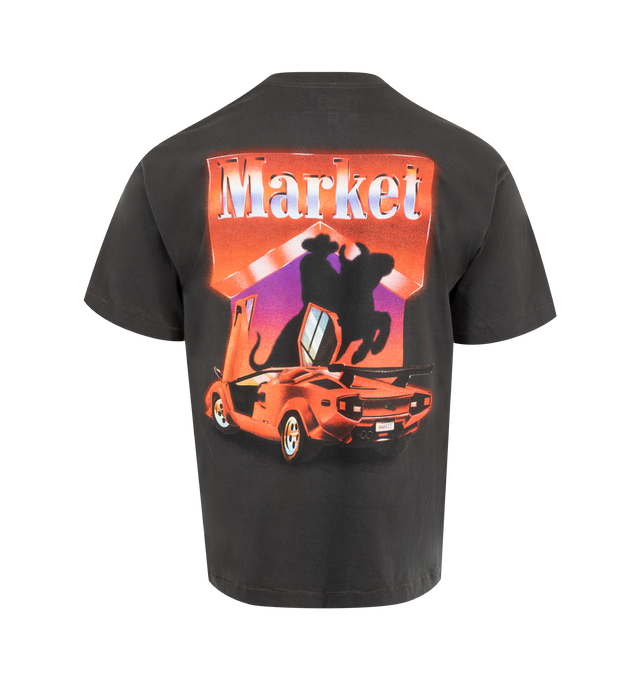 Image 2 of 2 - BLACK - Market 100% cotton crewneck Tee-shirt with bullrider motif printed at the front. 