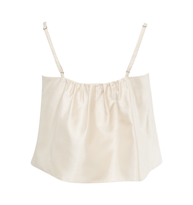Image 2 of 3 - WHITE - ROSIE ASSOULIN Drawstring Belly Top featuring drawstring, thin straps, cropped and loose fit. 100% polyester.  